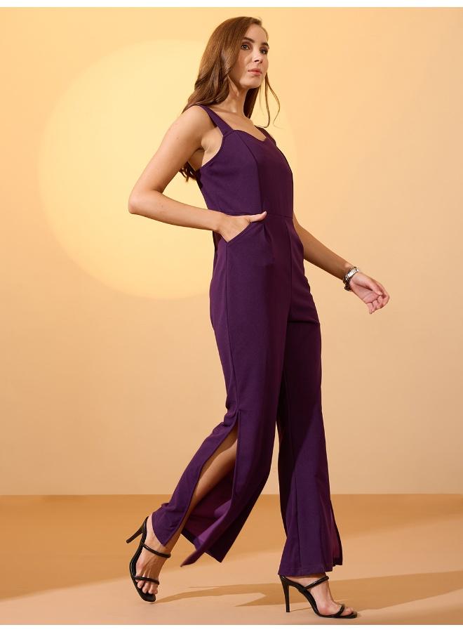 جلو باص جمبسوت سهرة نسائي بياقة قلب وأشرطة جانبية وفتحات جانبية - Image 3